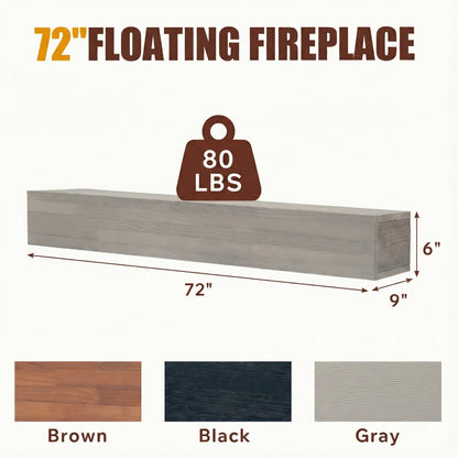 72" Rustic Wood Fireplace Mantel,Wall-Mounted & Floating Shelf for Home Decor image 9
