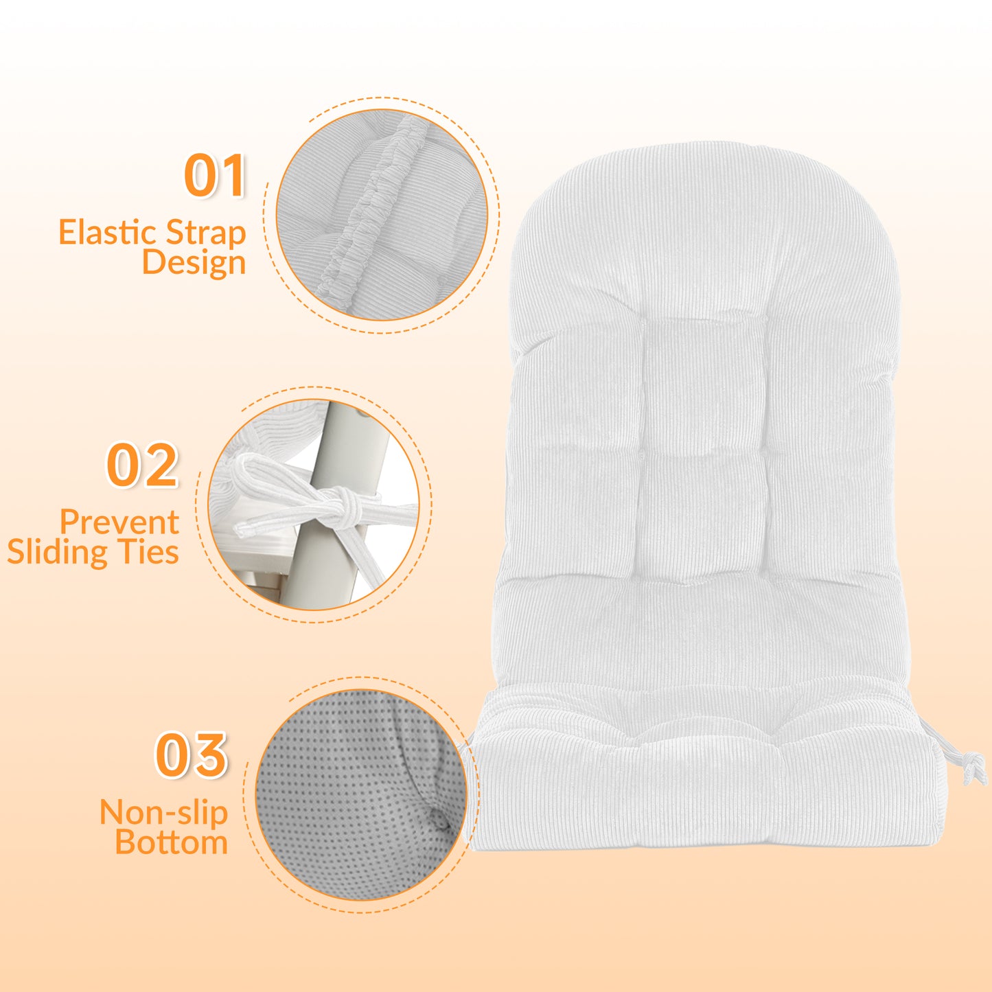 UV Resistant Indoor/Outdoor Chair Cushion - Waterproof Rocking & Adirondack Seat Pad with Elastic Back + 2 Anti-Slip Ties, Fade-Proof Design image 11