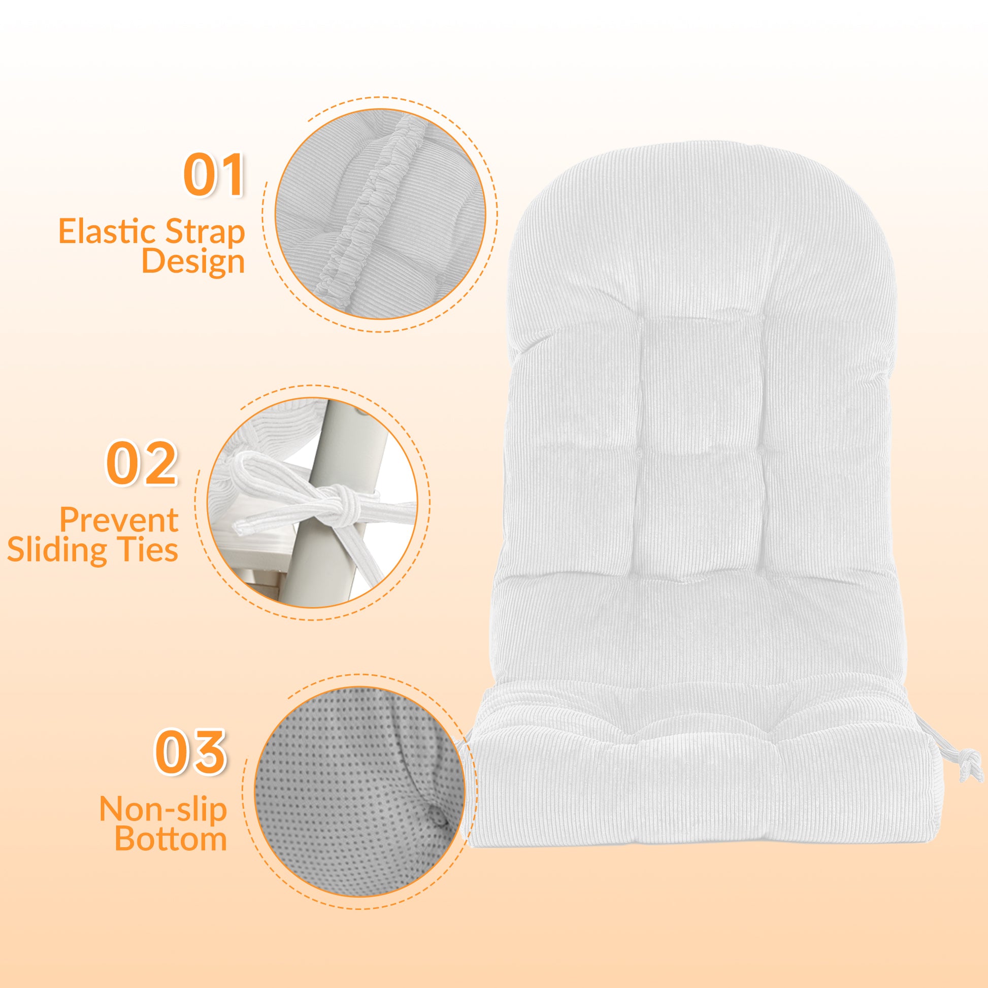 UV Resistant Indoor/Outdoor Chair Cushion - Waterproof Rocking & Adirondack Seat Pad with Elastic Back + 2 Anti-Slip Ties, Fade-Proof Design image 11
