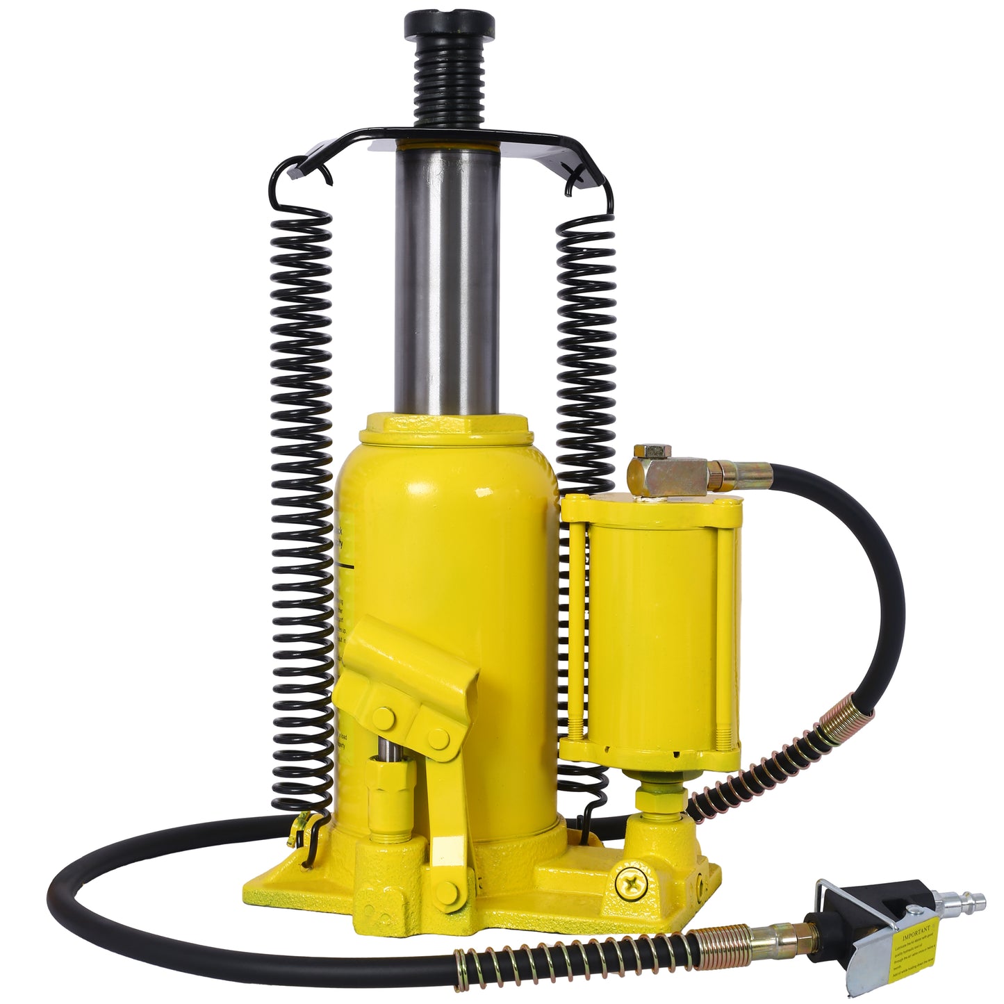 Air Hydraulic Bottle Jack, 20 Ton/44029 LBS All Welded Bottle Jack, 10.2-19.7 inch Lifting Range, Manual Handle and Air Pump, for Car, Pickup, Truck, RV, Auto Repair, Industrial Engineering,Yellow image 2