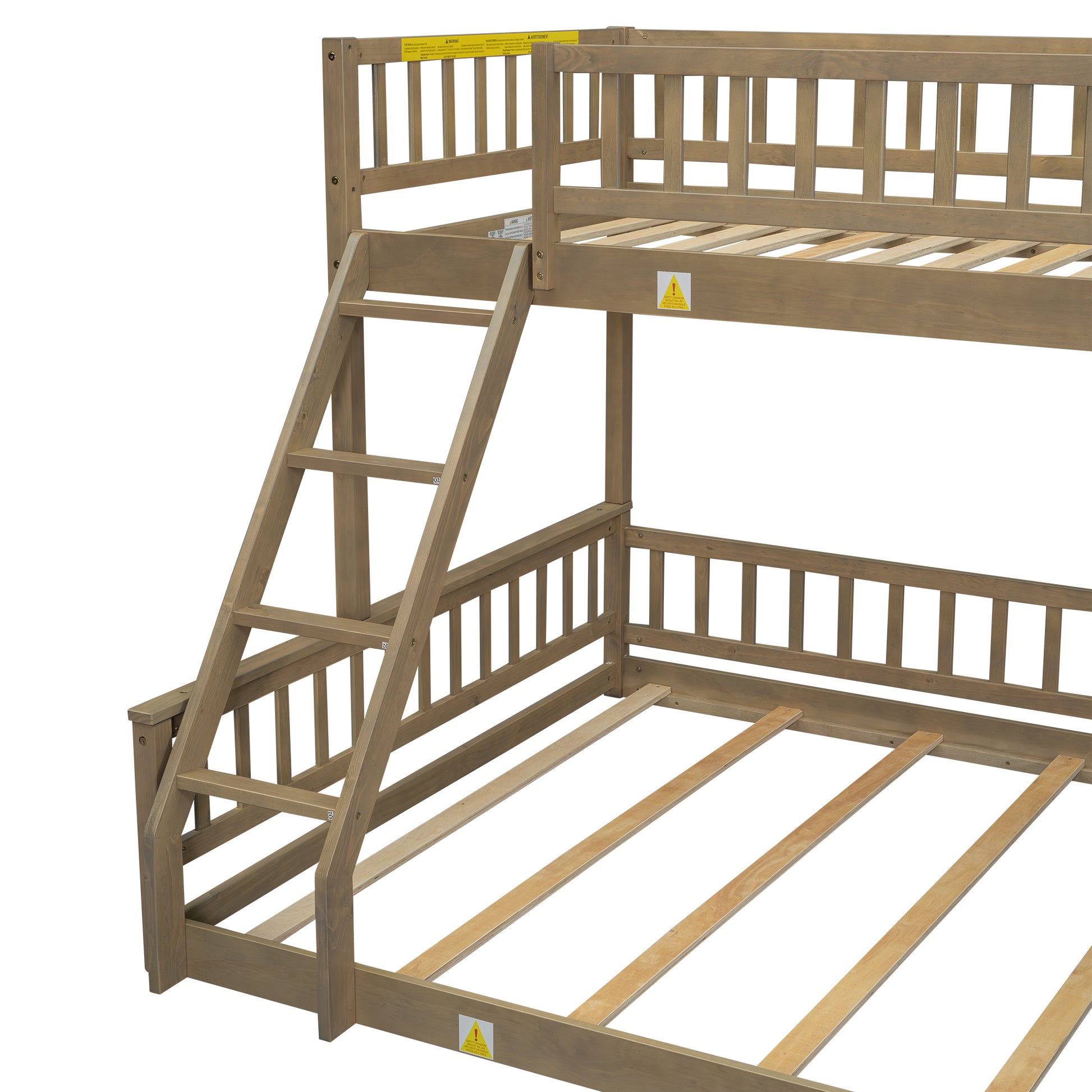 Twin XL over Queen Bunk Bed with Ladder and Guardrails, Walnut image 12