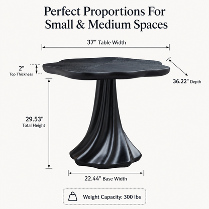 37" Black Sculptural Petal Dining Table – Modern Minimalist Dining Table, Seats 2-4 image 9