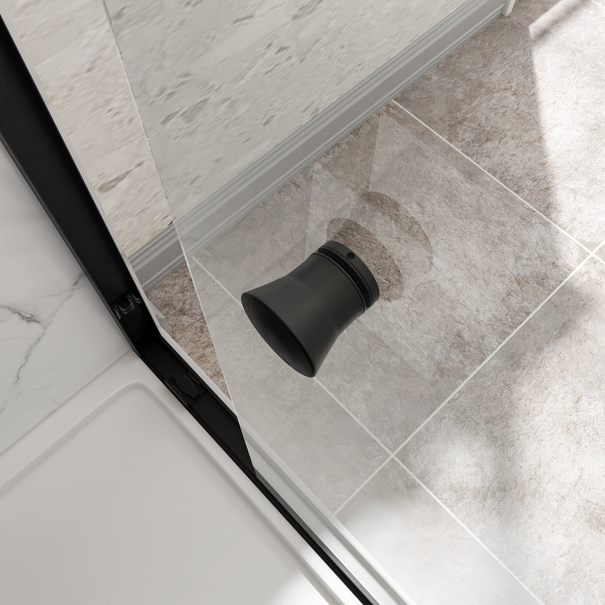 55"-60" W x 72" H Matte Black Reversible Installation Double Bypass Sliding Shower Door,Aluminium Alloy Frame,1/4"(6MM) Tempered Glass With Nano Explosion-proof Membrance,Easy Installation image 7