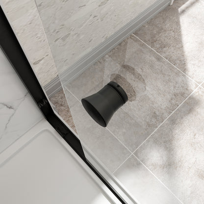 55"-60" W x 72" H Matte Black Reversible Installation Double Bypass Sliding Shower Door,Aluminium Alloy Frame,1/4"(6MM) Tempered Glass With Nano Explosion-proof Membrance,Easy Installation image 7