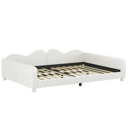 Full size Upholstered Daybed, Sherpa Fabric Sofabed with Cloud-Shaped Backrest, No Box-spring Needed, White(Old SKU: WF532069AAK) image 5