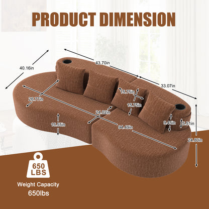 Modern Curved Sectional 3 Seat Minimalist Elegant Half Moon Sofa Compressed Modular Sectional Sofa for Living Room, Office, Apartment image 6