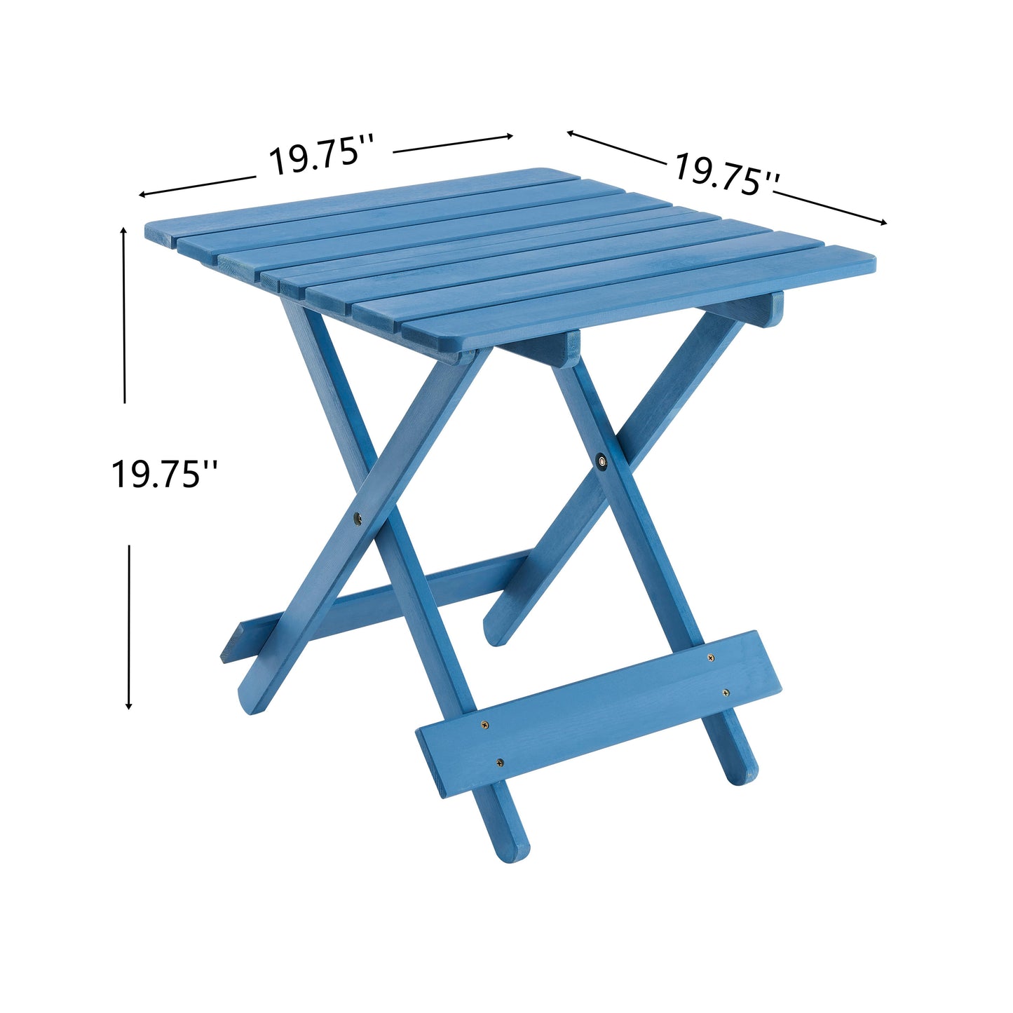 Folding Square Table Patio Outdoor solid wood Table for Backyard, Balcony, Portable Design Space-Saving Blue Color image 3