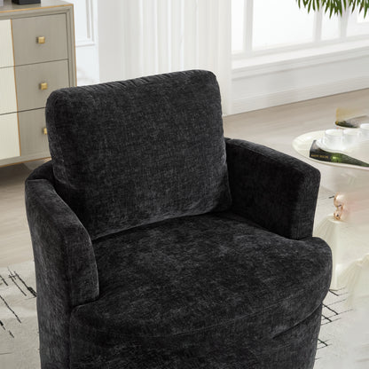 Vanity Chair,Swivel Accent Chair, 360 Degree Round Swivel Barrel Chair, Upholstered Comfy Swivel Chairs for Living Room,Accent Chairs for Bedroom, Reading Room,Powder Room,Black image 11