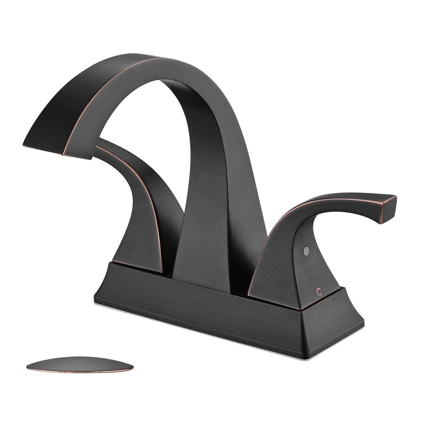 Two Handle 4 Inch Centerset Bathroom Sink Faucet with Pop-Up Drain, Oil rubbed bronze image 1