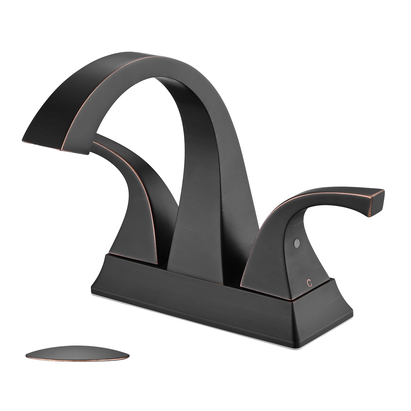 Two Handle 4 Inch Centerset Bathroom Sink Faucet with Pop-Up Drain, Oil rubbed bronze image 1