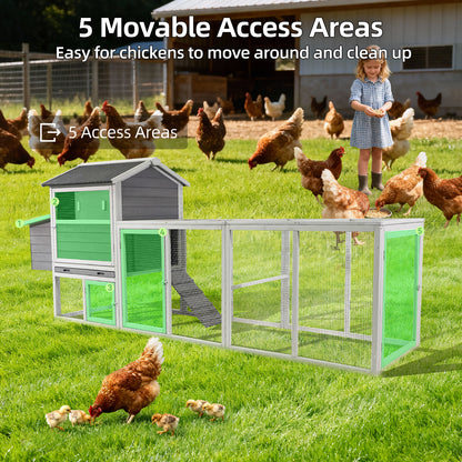 large main house, Gray Wooden Chicken Coop, Large Outdoor Hen House with Run and Nesting Box Poultry Cage, Rabbit Hutch, Waterproof Anti-UV Panel for Backyard image 8