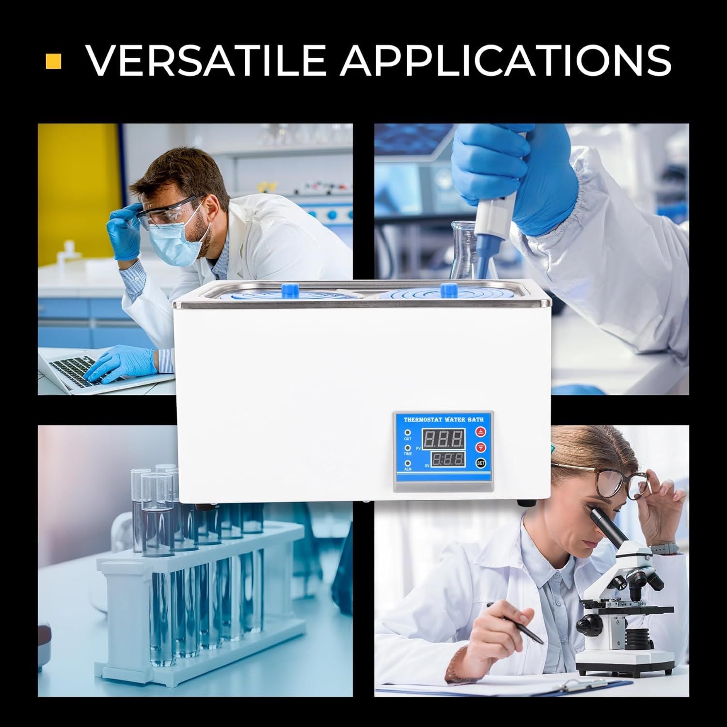 7L Thermostatic Water Bath, 600W Digital Lab Water Bath Heater with 2 Selectable Openings for Lab Use Chemical Biologica image 4
