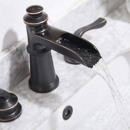 8 in. Waterfall Widespread 2-Handle Bathroom Faucet With Pop-up Drain Assembly in Oil Rubbed Bronze image 4