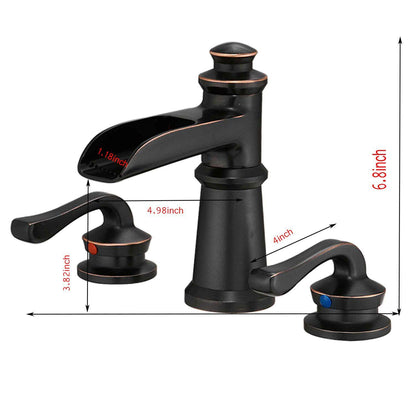 8 in. Waterfall Widespread 2-Handle Bathroom Faucet With Pop-up Drain Assembly in Oil Rubbed Bronze image 8