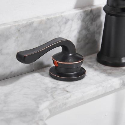 8 in. Waterfall Widespread 2-Handle Bathroom Faucet With Pop-up Drain Assembly in Oil Rubbed Bronze image 2