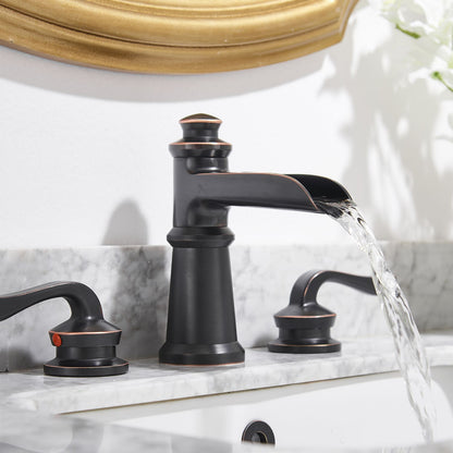 8 in. Waterfall Widespread 2-Handle Bathroom Faucet With Pop-up Drain Assembly in Oil Rubbed Bronze image 3