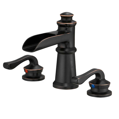 8 in. Waterfall Widespread 2-Handle Bathroom Faucet With Pop-up Drain Assembly in Oil Rubbed Bronze image 7