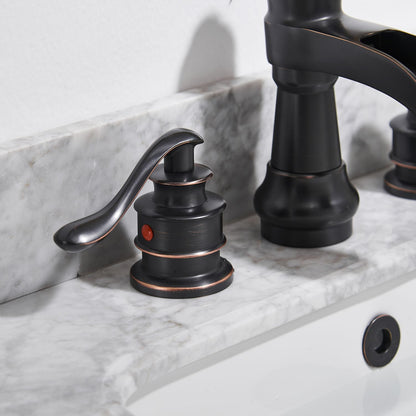 8 in. Waterfall Widespread 2-Handle Bathroom Faucet With Pop-up Drain Assembly in Spot Resist Brushed Nickel Oil Rubbed  image 7