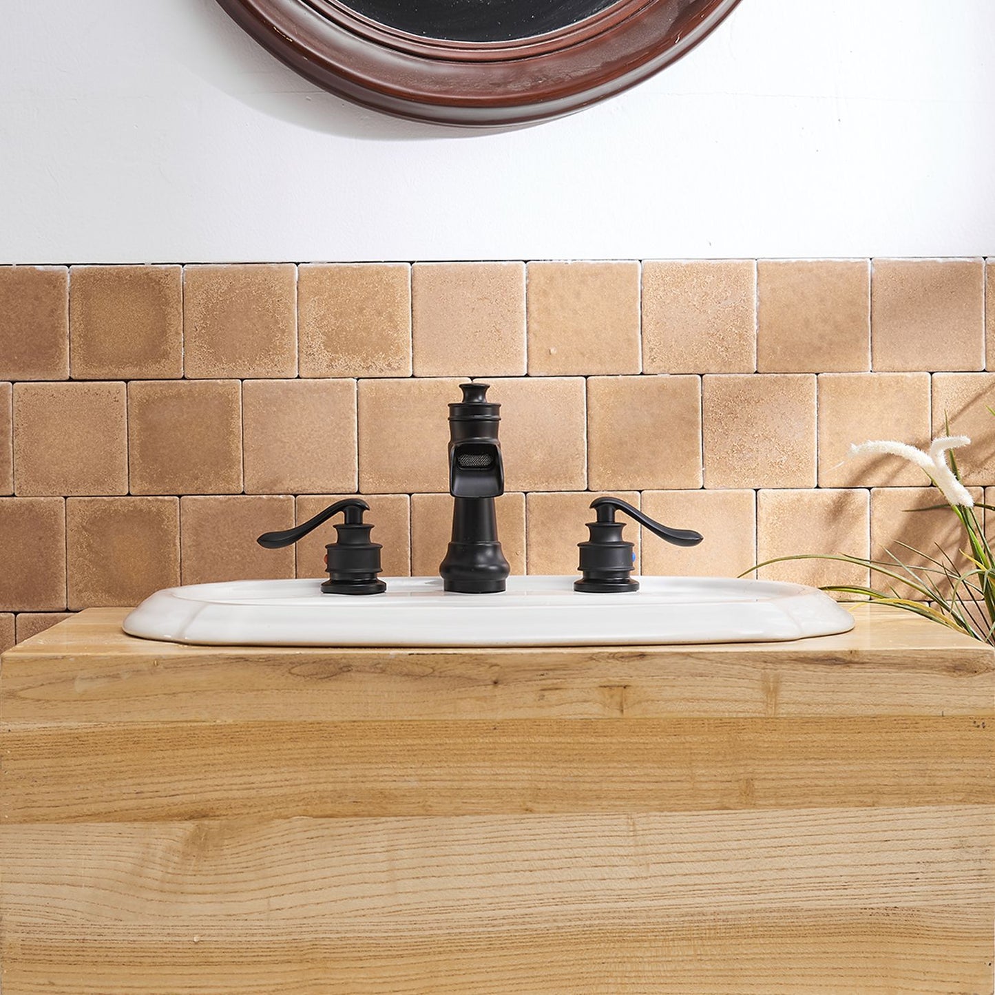 8 in. Waterfall Widespread 2-Handle Bathroom Faucet With Pop-up Drain Assembly in Spot Resist Brushed Nickel Oil Rubbed  image 14