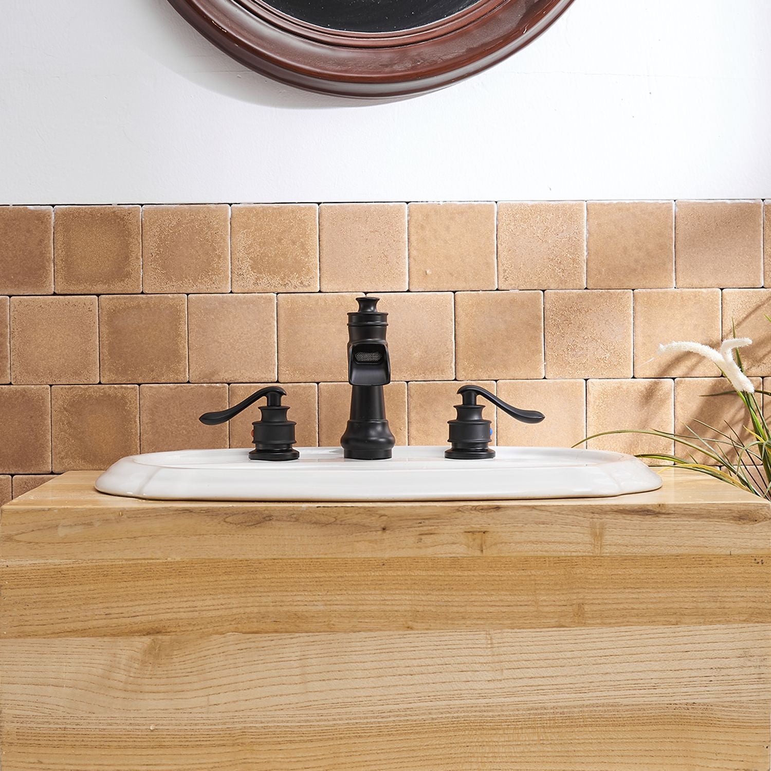 8 in. Waterfall Widespread 2-Handle Bathroom Faucet With Pop-up Drain Assembly in Spot Resist Brushed Nickel Oil Rubbed  image 14