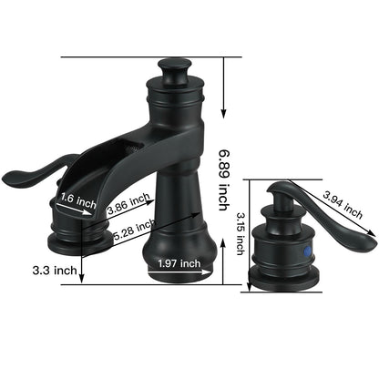 8 in. Waterfall Widespread 2-Handle Bathroom Faucet With Pop-up Drain Assembly in Spot Resist Brushed Nickel Oil Rubbed  image 12
