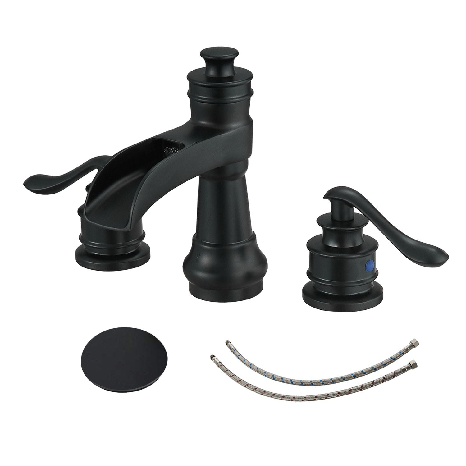 8 in. Waterfall Widespread 2-Handle Bathroom Faucet With Pop-up Drain Assembly in Spot Resist Brushed Nickel Oil Rubbed  image 10