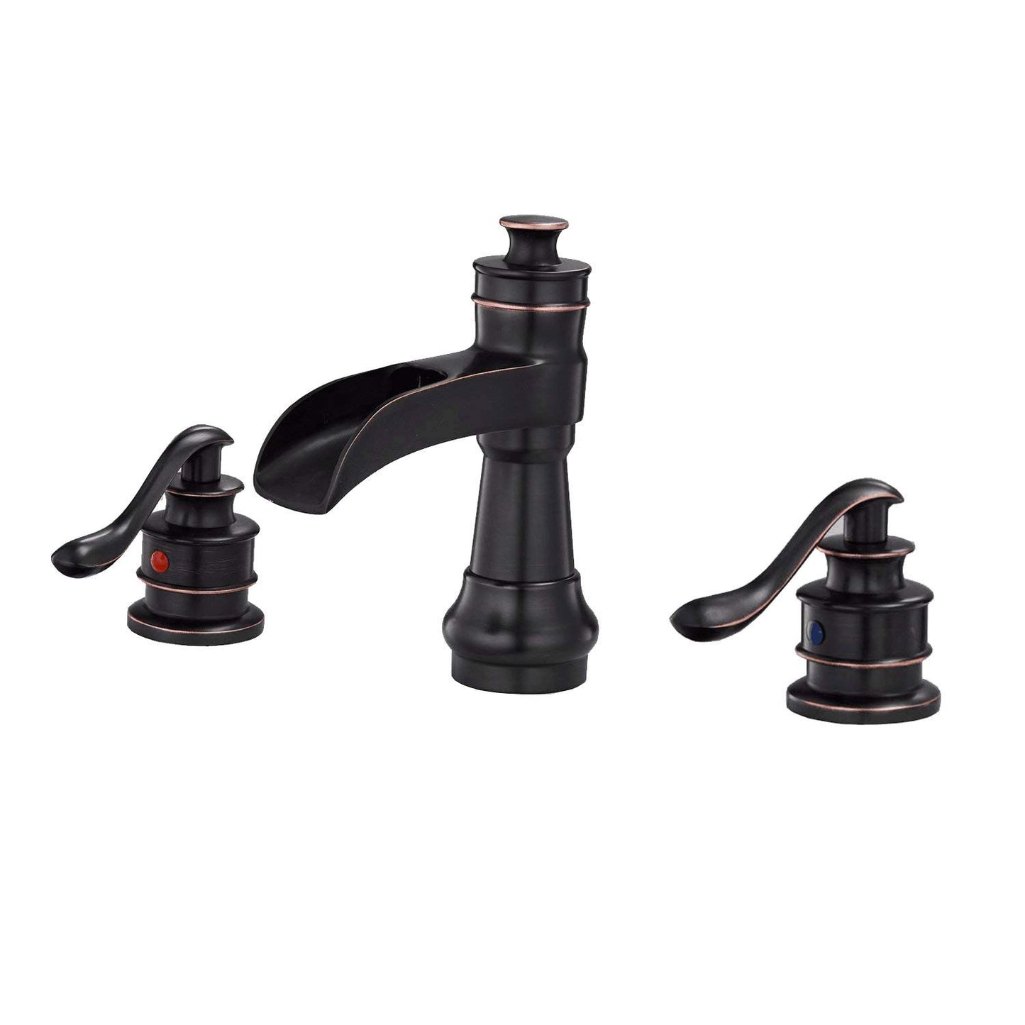 8 in. Waterfall Widespread 2-Handle Bathroom Faucet With Pop-up Drain Assembly in Spot Resist Brushed Nickel Oil Rubbed  image 8