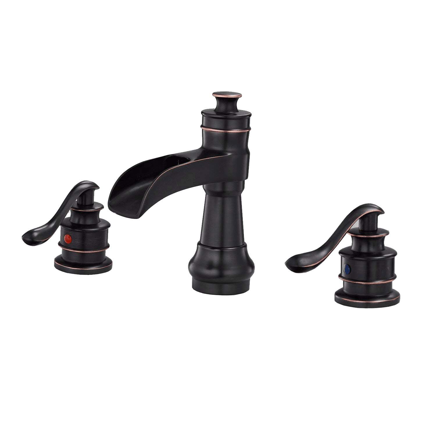 8 in. Waterfall Widespread 2-Handle Bathroom Faucet With Pop-up Drain Assembly in Spot Resist Brushed Nickel Oil Rubbed  image 8
