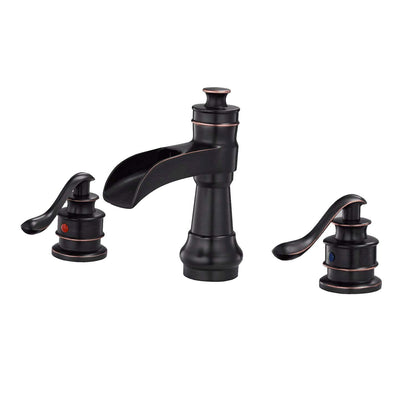 8 in. Waterfall Widespread 2-Handle Bathroom Faucet With Pop-up Drain Assembly in Spot Resist Brushed Nickel Oil Rubbed  image 8