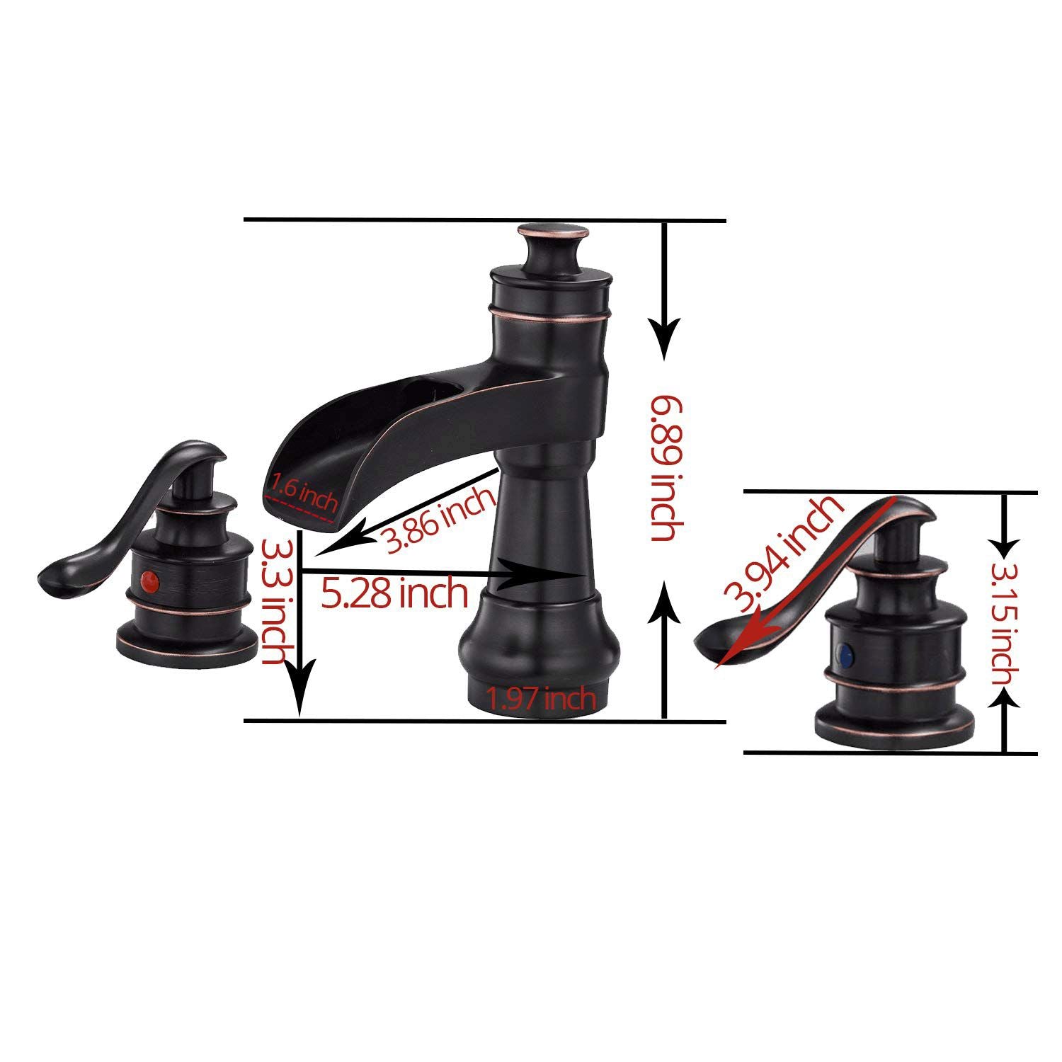 8 in. Waterfall Widespread 2-Handle Bathroom Faucet With Pop-up Drain Assembly in Spot Resist Brushed Nickel Oil Rubbed  image 9