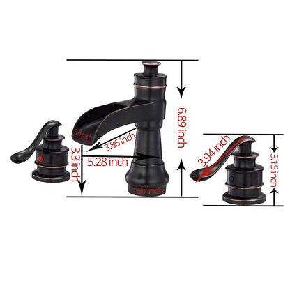 8 in. Waterfall Widespread 2-Handle Bathroom Faucet With Pop-up Drain Assembly in Spot Resist Brushed Nickel Oil Rubbed  image 9