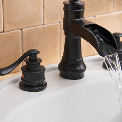 8 in. Waterfall Widespread 2-Handle Bathroom Faucet With Pop-up Drain Assembly in Spot Resist Brushed Nickel Oil Rubbed  image 19