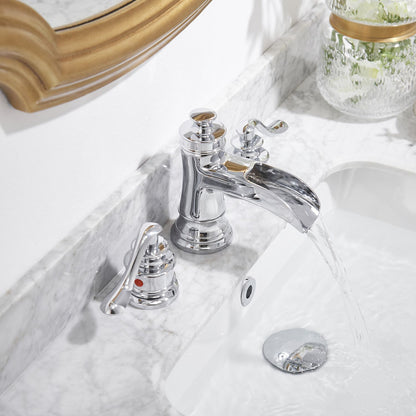 8 in. Waterfall Widespread 2-Handle Bathroom Faucet With Pop-up Drain Assembly in Spot Resist Polished Chrome image 2