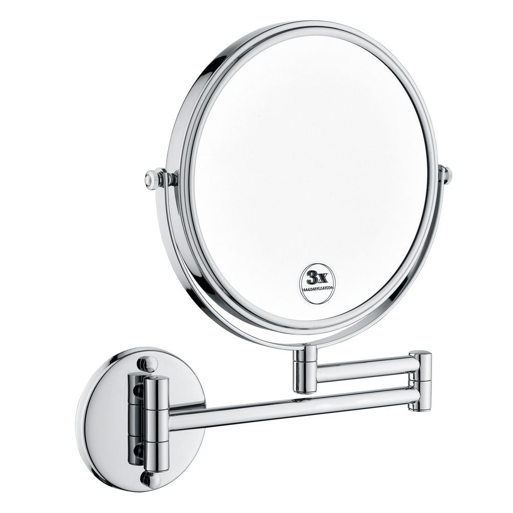 8 Inch LED Wall Mount Two-Sided Magnifying Makeup Vanity Mirror, 12 Inch Extension Chrome Finish, 1X/3X Magnification, 3 image 1