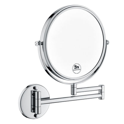 8 Inch LED Wall Mount Two-Sided Magnifying Makeup Vanity Mirror, 12 Inch Extension Chrome Finish, 1X/3X Magnification, 3 image 1