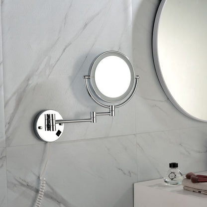 8 Inch LED Wall Mount Two-Sided Magnifying Makeup Vanity Mirror, 12 Inch Extension Chrome Finish, 1X/3X Magnification, 3 image 6