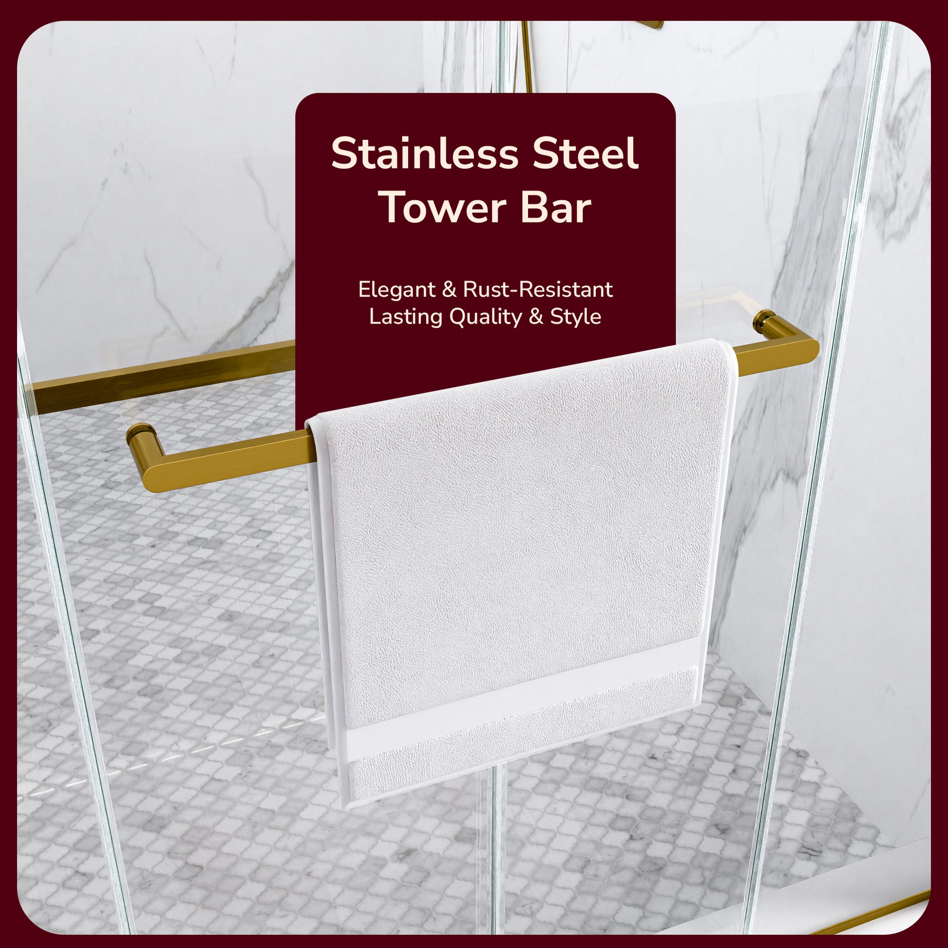 56"-60"W x 80"H Frameless Double Sliding Shower Door, 3/8 inches (10mm) Thick SGCC Tempered Glass Door, Brushed Gold image 9