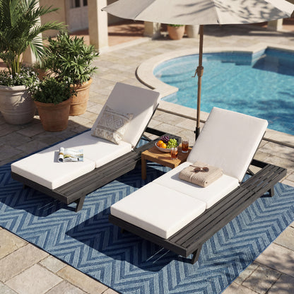 Lounge Chaise Set, Space Available On One Side, Acacia Solid Wood In Black With Lounge Cushion (Cream & Triple Fold) – Matching Dark Grey Version Available image 7