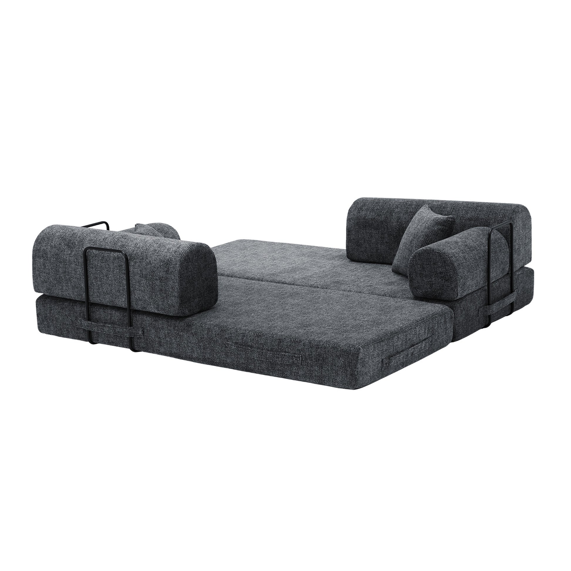 Convertible Sleeper Sofa Bed,two-tone blended fabric Folding Mattress Couch with Fixed-Shape Frame, Floor Sofa Lounge Couch for Living Room Bedroom(Speckled Black) image 7
