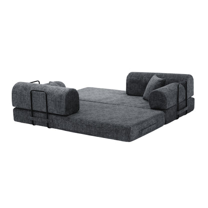 Convertible Sleeper Sofa Bed,two-tone blended fabric Folding Mattress Couch with Fixed-Shape Frame, Floor Sofa Lounge Couch for Living Room Bedroom(Speckled Black) image 7