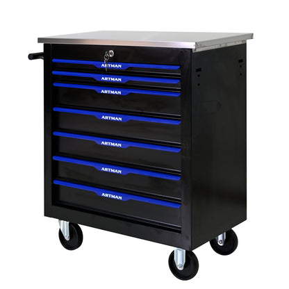 7 DRAWERS MULTIFUNCTIONAL TOOL CART WITH WHEELS-BLACK&BLUE image 9