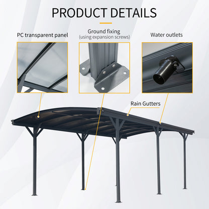 Outdoor Carport, 10 FT * 19 FT* 7 FT Arch Carport Aluminum Metal Frame and Polycarbonate Panels Car Port for Outdoor Driveway Car, Truck image 2