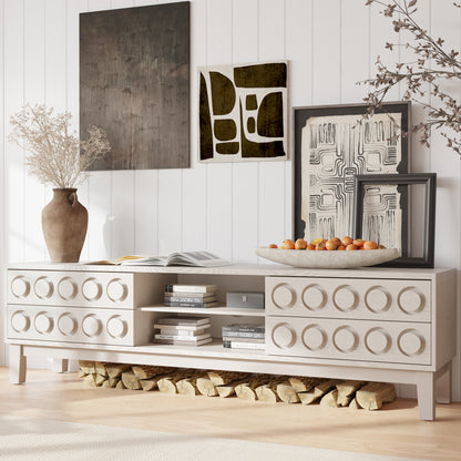 Modern Mid-Century Media Console with 4 Drawers and Cable Management, TV Console Table for TVs up to 75",Entertainment Center for Living Room and Office(White) image 7