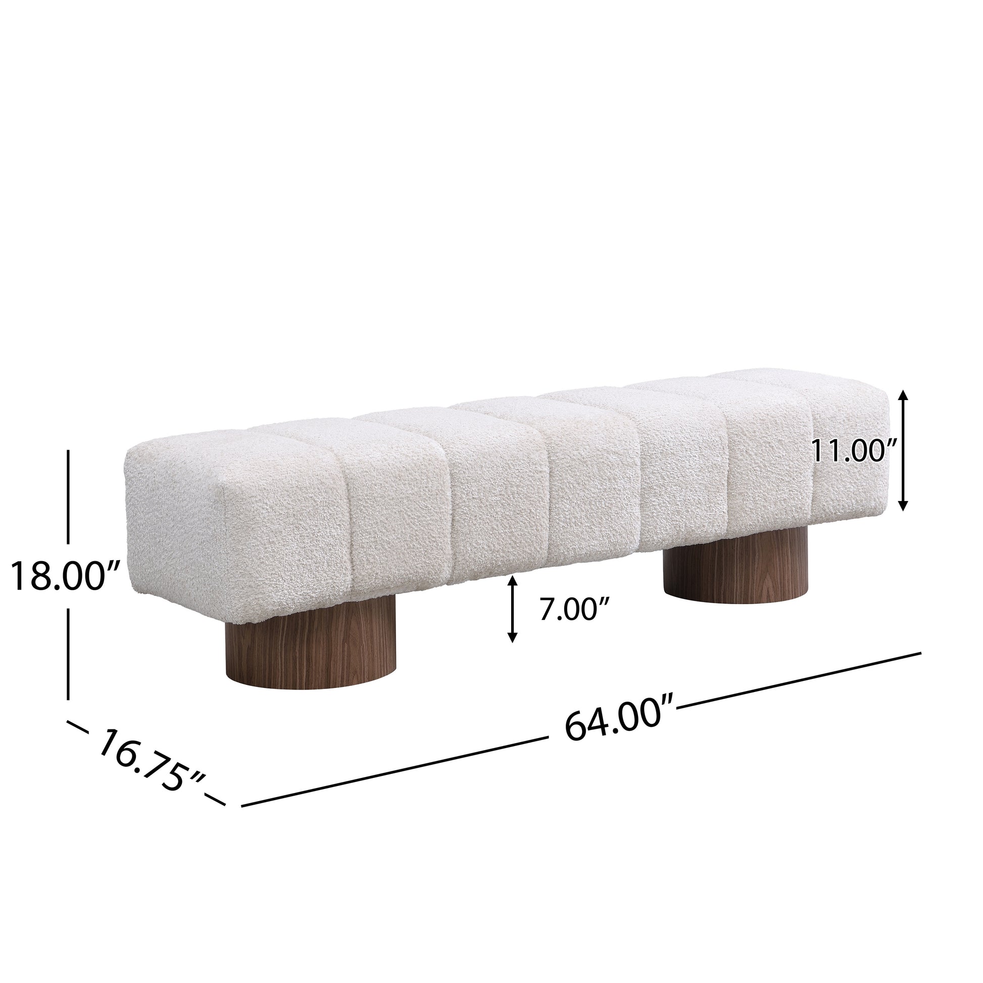Upholstered Dining Bench for Dining Room, No-Assembly End of Bed Entryway Bench Ottoman for Bedroom Living Room, Beige Faux Fur Fabric, 300 LBS Weight Capacity image 3