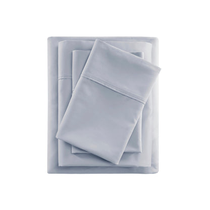 4 Pieces Queen Cooling Cotton Blend Sheet Set,Blue image 5