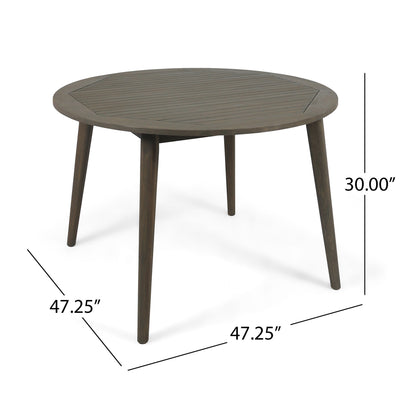 Round Acacia Wood Dining Table, Grey Finish, 47.25" Outdoor Patio Table with Slatted Top, Weather Resistant, 30" Height, for Backyard Garden(Original SKU:63119.00GRY) image 2