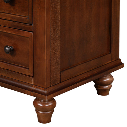 U_STYLE 27.6''Nightstand with Pine Wood veneer, Fashion Bedside Cabinet with 3 Drawers and pull-out tray, Minimalist Sofa Side Table with rubber legs and Metal handle for Bedroom Sofa Couch Office image 12