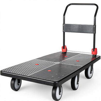 25.5"x51.5" Platform Truck, Foldable Handcart with 6'' TPR 360-Degree Silent Wheels, 1800lbs Heavy-Duty Push Dolly Cart, 4 Steel Load-Bearing Beams for Warehouse Garage Home Use image 1