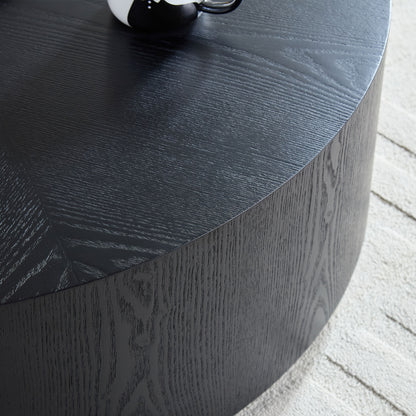 35.43 Inch Modern Round Coffee Table MDF Coffee Table for Living Room,Drum Center Table for Apartment,No Need Assembly,Black W2582P188323 image 8
