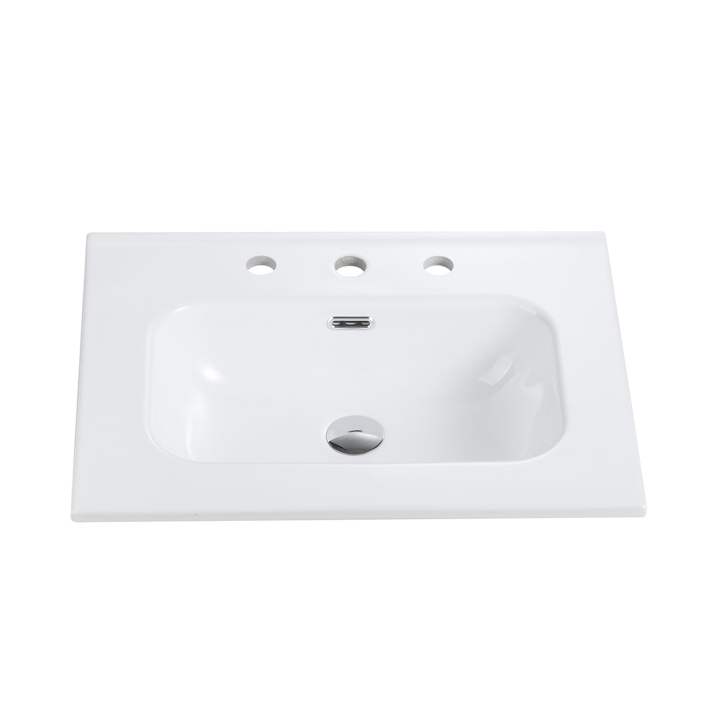BB0924Y331, Integrated white ceramic basin with three predrilled faucet holes, drain assembly NOT included image 8